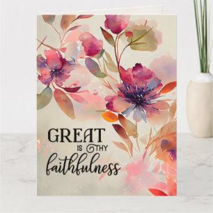 Underbaren är Thy Faithness Christian Hymn Blommig Kort
