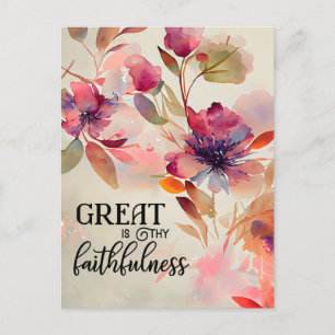 Underbaren är Thy Faithness Christian Hymn Blommig Vykort