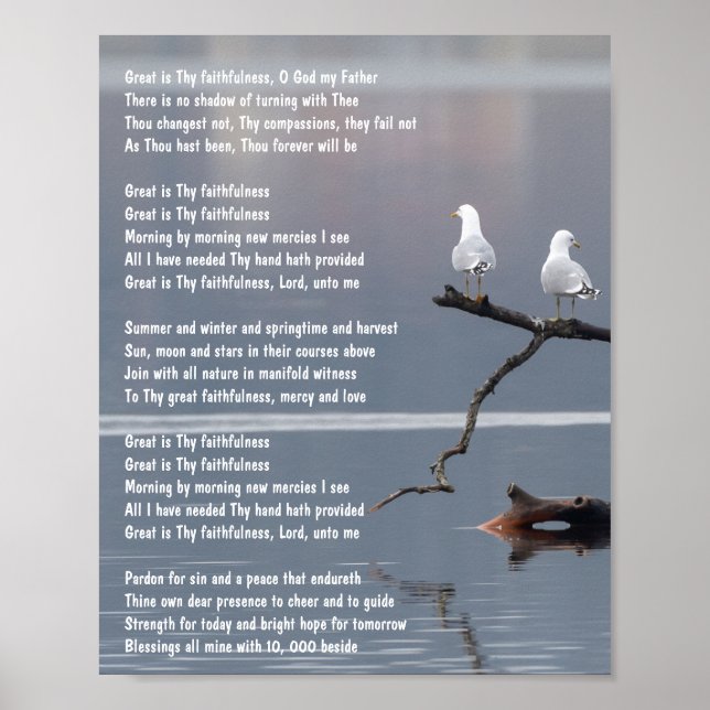 Underbaren är Thy Faithness Church Christian Hymn Poster (Framsidan)