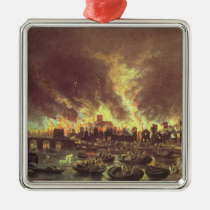 Underbaren avfyrar av London, 1666 Julgransprydnad Metall