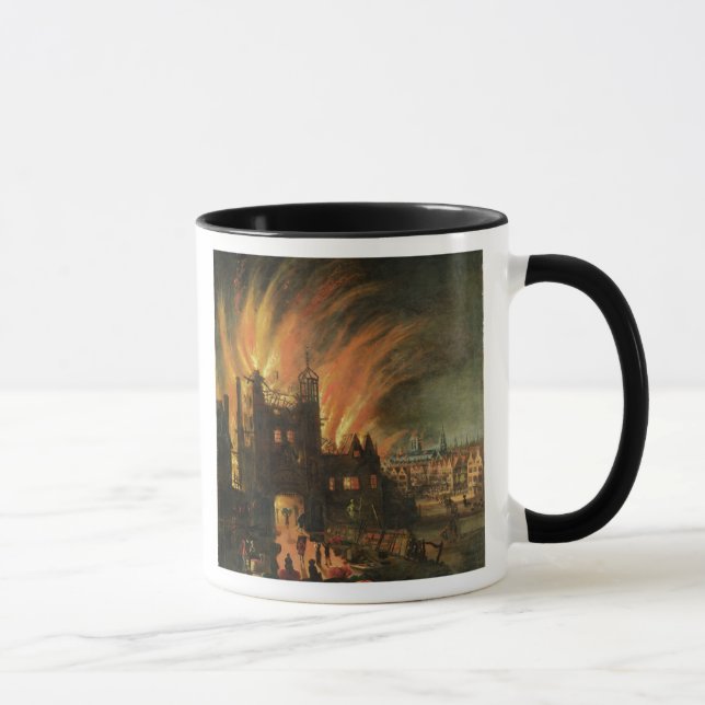 Underbaren avfyrar av London (September 1666) med Mugg (Höger)