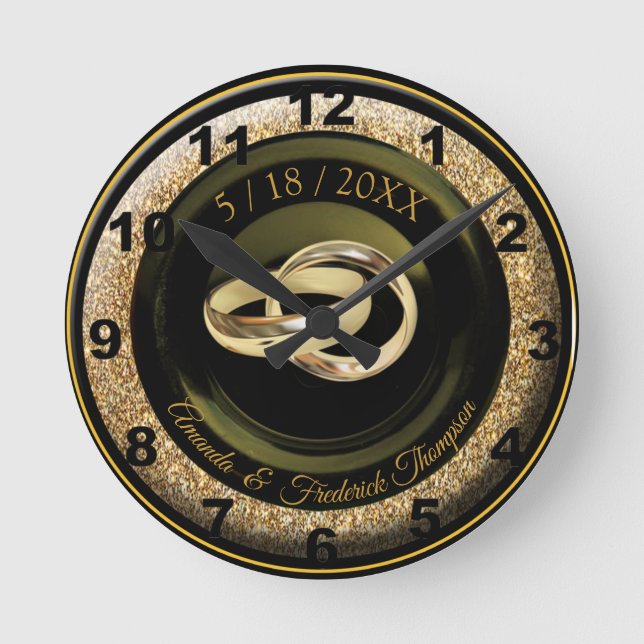 Underbaren Gatsby Bröllop Gift Clock Rund Klocka (Framsida)