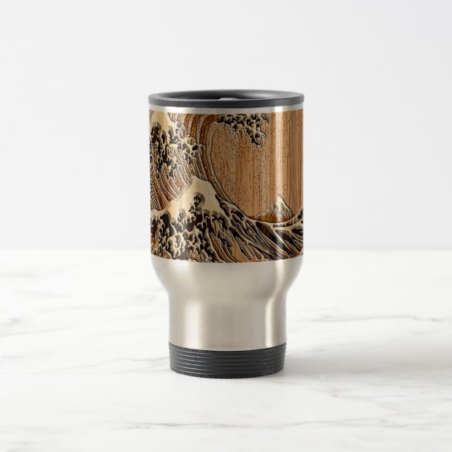 Underbaren Hokusai Wave Bamboo Wood Grain Stil Resemugg (Center)
