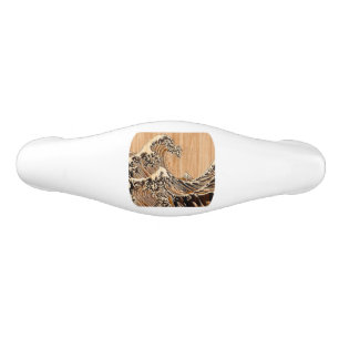 Underbaren Hokusai Wave Bamboo Wood Inlay Stil Handtag