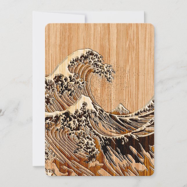 Underbaren Hokusai Wave Bamboo Wood Stil (Framsida)