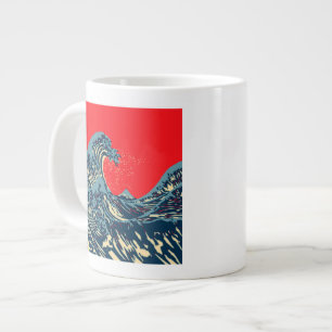 Underbaren Hokusai Wave in Hope Art Stil Jumbo Mugg