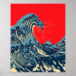 Underbaren Hokusai Wave in Hope Art Stil Poster