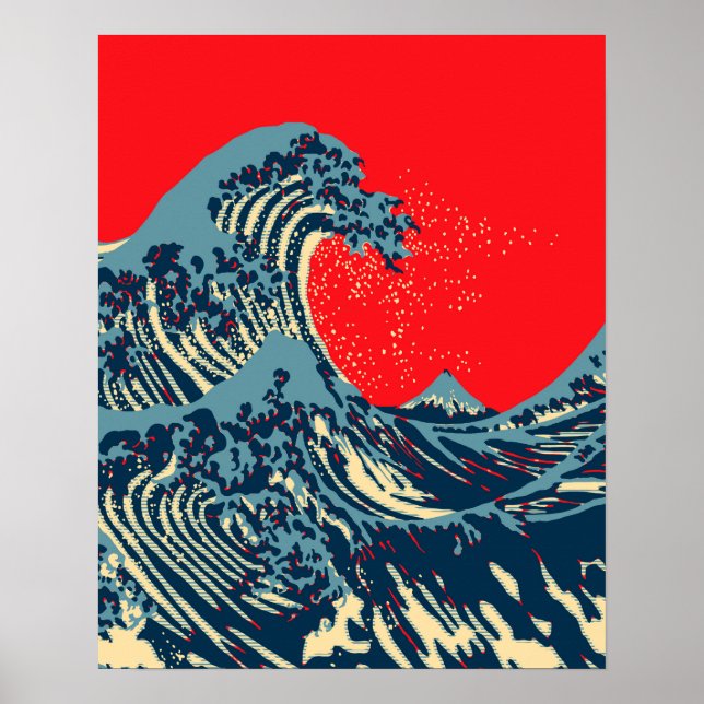 Underbaren Hokusai Wave in Hope Art Stil Poster (Framsidan)