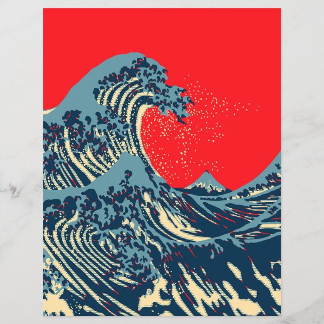 Underbaren Hokusai Wave in Hope Art Stil Reklamblad (Framsidan)