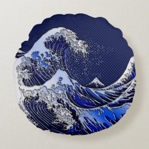 Underbaren Hokusai Wave Modern stilar Rund Kudde