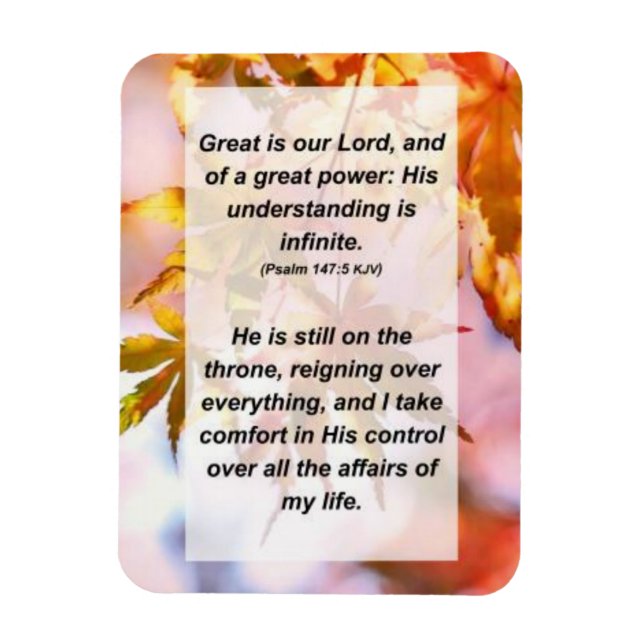 Underbaren Psalm 147:5 är vår Herre och en underba Magnet (Vertikal)