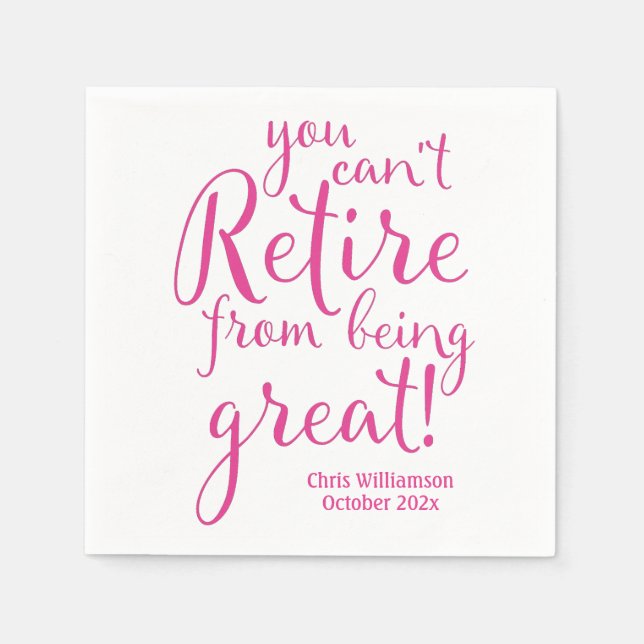 Underbaren Rosa Retire vid pension Party Pappersservett (Framsidan)
