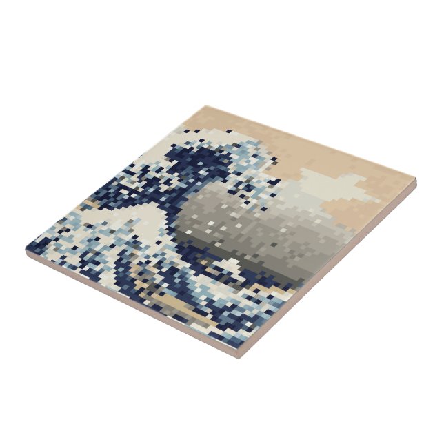 Underbaren vinkar av Kanagawa 8 bet PIXELkonst Kakelplatta (Sidan)