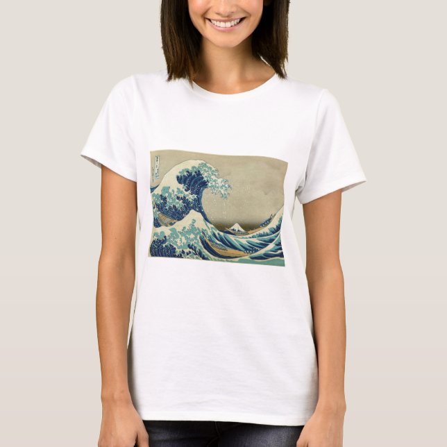 Underbaren vinkar av Kanagawa av Katsushika T-shirt (Framsida)