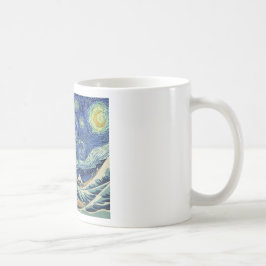 Underbaren vinkar av Kanagawa - den Starry natten Kaffemugg