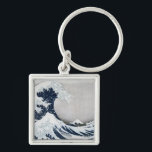 Underbaren vinkar av Kanagawa Fyrkantig Silverfärgad Nyckelring<br><div class="desc">Underbaren vinkar av Kanagawa,  från serien "36 beskådar av Mount Fuji" | vid Katsushika Hokusai | konstläge: Musee Claude Monet,  Giverny,  frankrike | som den japanska konstnären | avbildar samlingen,  numrerar: XIR253109</div>
