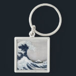Underbaren vinkar av Kanagawa Fyrkantig Silverfärgad Nyckelring<br><div class="desc">Underbaren vinkar av Kanagawa,  från serien "36 beskådar av Mount Fuji" | vid Katsushika Hokusai | konstläge: Musee Claude Monet,  Giverny,  frankrike | som den japanska konstnären | avbildar samlingen,  numrerar: XIR253109</div>