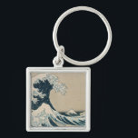Underbaren vinkar av Kanagawa Fyrkantig Silverfärgad Nyckelring<br><div class="desc">Underbaren vinkar av Kanagawa,  från serien "36 beskådar av Mount Fuji" | vid Katsushika Hokusai | konstläge: Privat samling | som den japanska konstnären | avbildar samlingen,  numrerar: XIR158277</div>