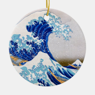 Underbaren vinkar av Kanagawa, Hokusai Julgransprydnad Keramik
