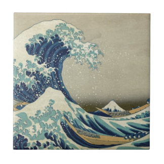 Underbaren vinkar av Kanagawa - Hokusai Kakelplatta