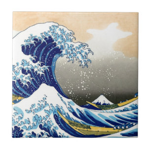 Underbaren vinkar av Kanagawa ~ Hokusai Kakelplatta