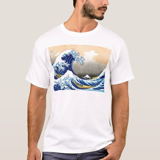 Underbaren vinkar av Kanagawa ~ Hokusai Tee Shirt (Framsida)