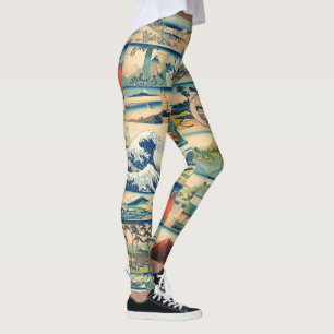 Underbaren vinkar Hokusai Mount Fuji japanska Leggings