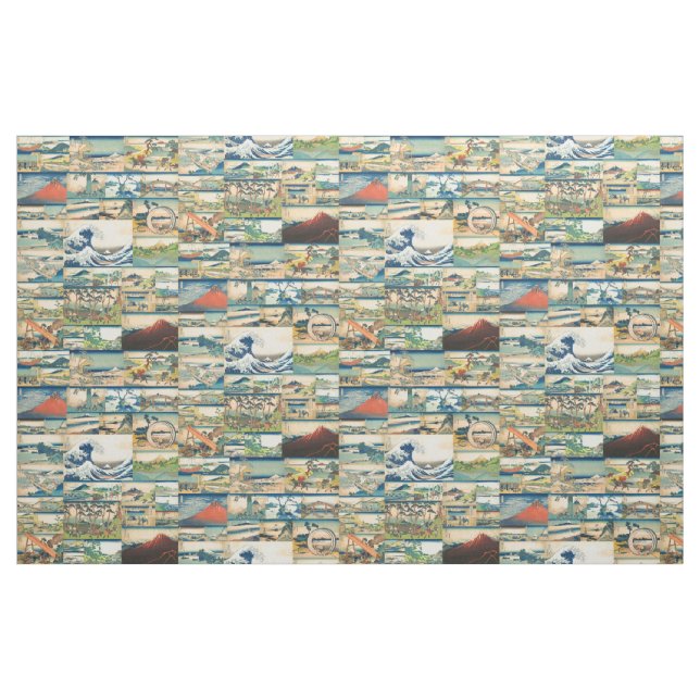 Underbaren vinkar Hokusai Mount Fuji japanska Tyg (Yard)