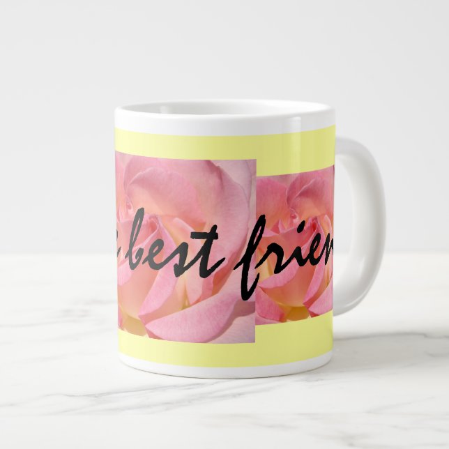 Underbarlig bästa vän Pink Rose kaffemuggar stor Jumbo Mugg (Framsida höger)