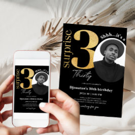 Underbart 30:e reklamfoto för Black Guld på födels Inbjudningar