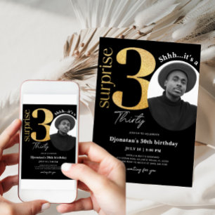 Underbart 30:e reklamfoto för Black Guld på födels Inbjudningar