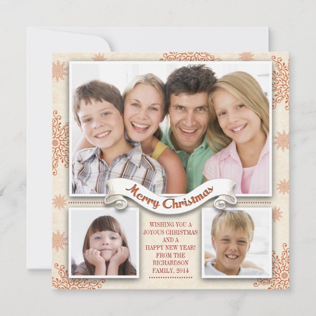 Underbart 3 foto-god jul-fotokort julkort (Framsida)