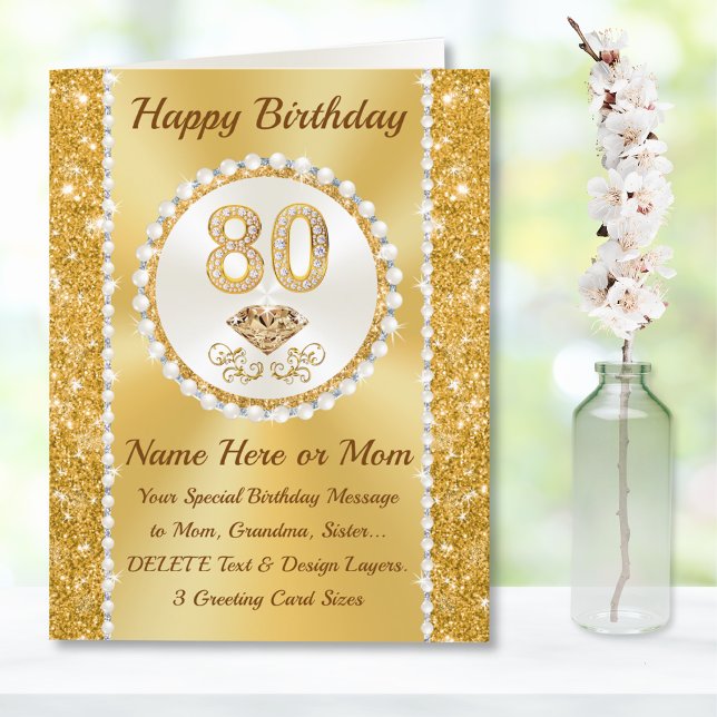 Underbart, 80:e födelsedagskortet för Mamma, Gramm Kort (Birthday cards for 80 year old woman. Sister 80th birthday card. Personalised 80th birthday cards.)