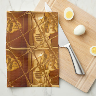 Underbart afrikanskt Karta Skriv ut Golden Design Kökshandduk