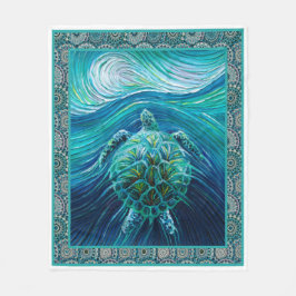 Underbart anpassat för Sea Turtle Art Quilt Blanke Fleecefilt