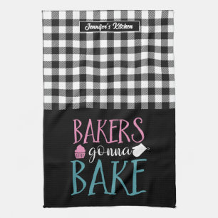 Underbart Baking Bakers Gonna Bake Black White Pla Kökshandduk