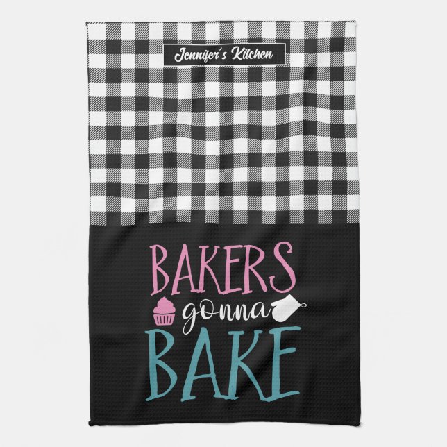 Underbart Baking Bakers Gonna Bake Black White Pla Kökshandduk (Vertikal)