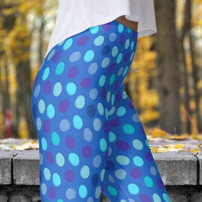 Underbart blå och keltisk blå polka-punkt Mönster Leggings (Blues on Celtic Blue Leggings)