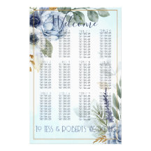 Underbart Blåa blommor med sittdiagram för Guld