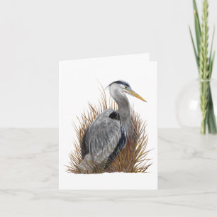 Underbart blått Heron Blank Anteckningskort