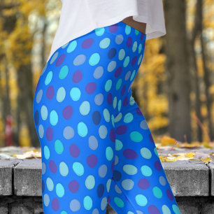 Underbart blått och blått Polka Dot Mönster Leggings