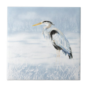 Underbart Blue Herion Wilderness Bird Kakelplatta