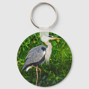 Underbart Blue Heron Bird Wildlife Photo Nyckelring