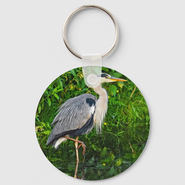 Underbart Blue Heron Bird Wildlife Photo Nyckelring (Framsida)