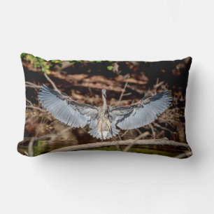 Underbart Blue Heron i en logg Lumbarkudde