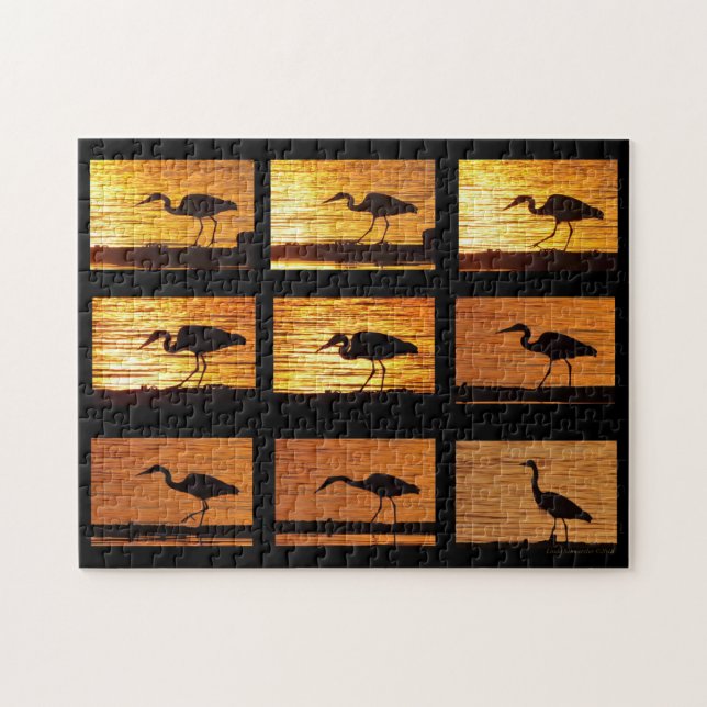 Underbart Blue Heron som tar en promenad - Pussel (Horisontell)