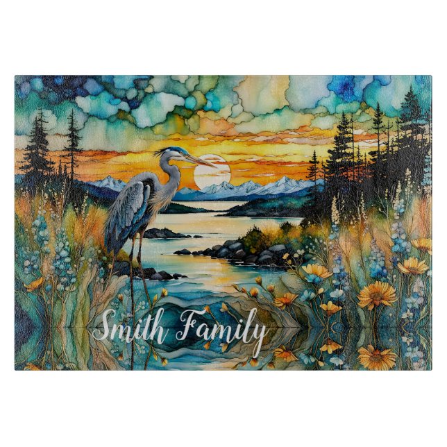 Underbart Blue Heron Sunset Wildblomma liggande (Framsidan)