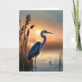Underbart Blue Heron vid Sunrise-Tacken Anteckningskort