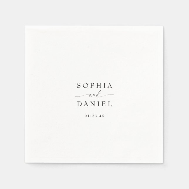 Underbart Boho Minimalist Modern Bröllop Pappersservett (Framsidan)