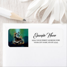 Underbart böjd fantasypiano returadress etikett